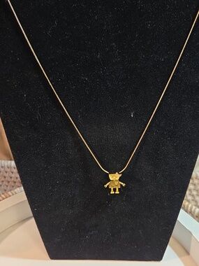Alex and Ani Gold-Tone Robot Charm Pendant – Heart Detail & Bow Accent